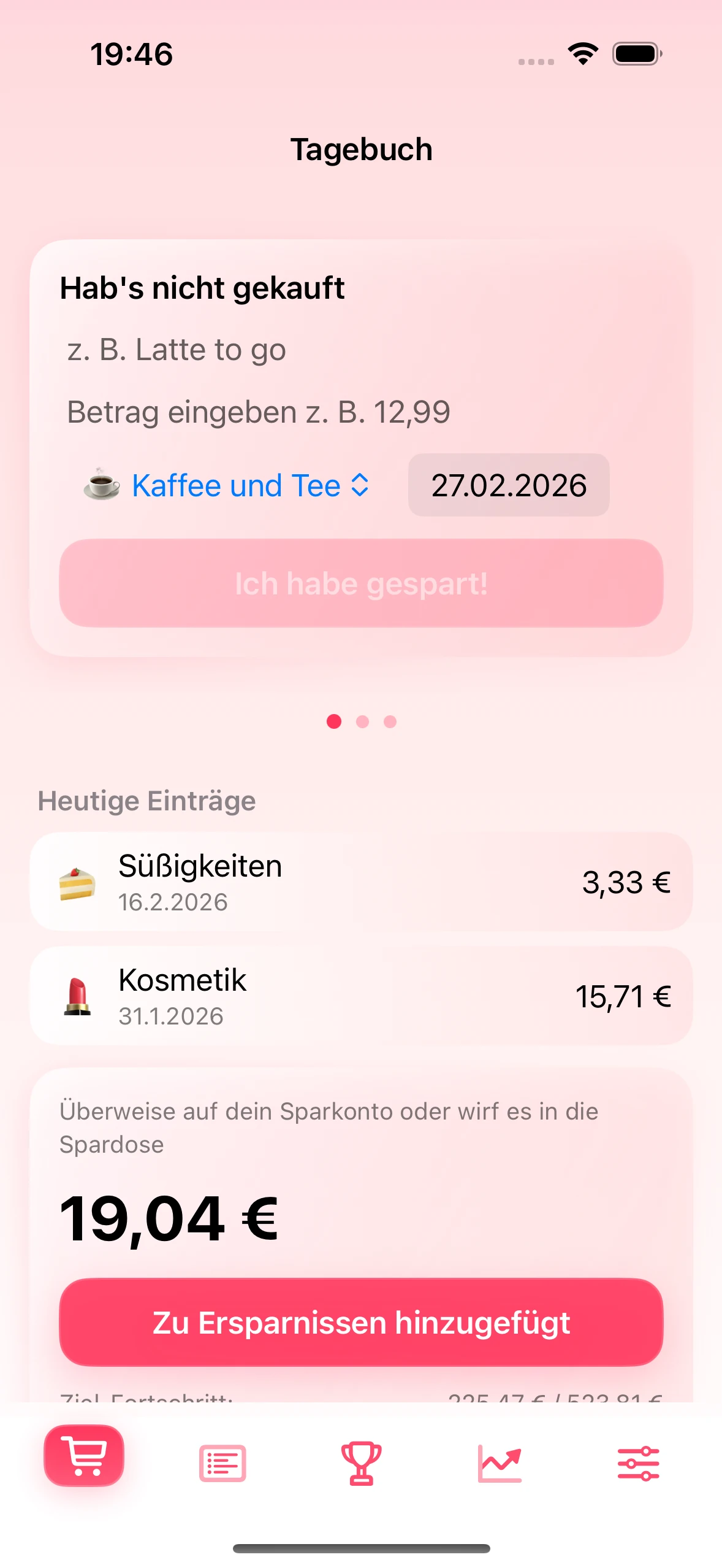 Journal-Ansicht in der Chrumek-App