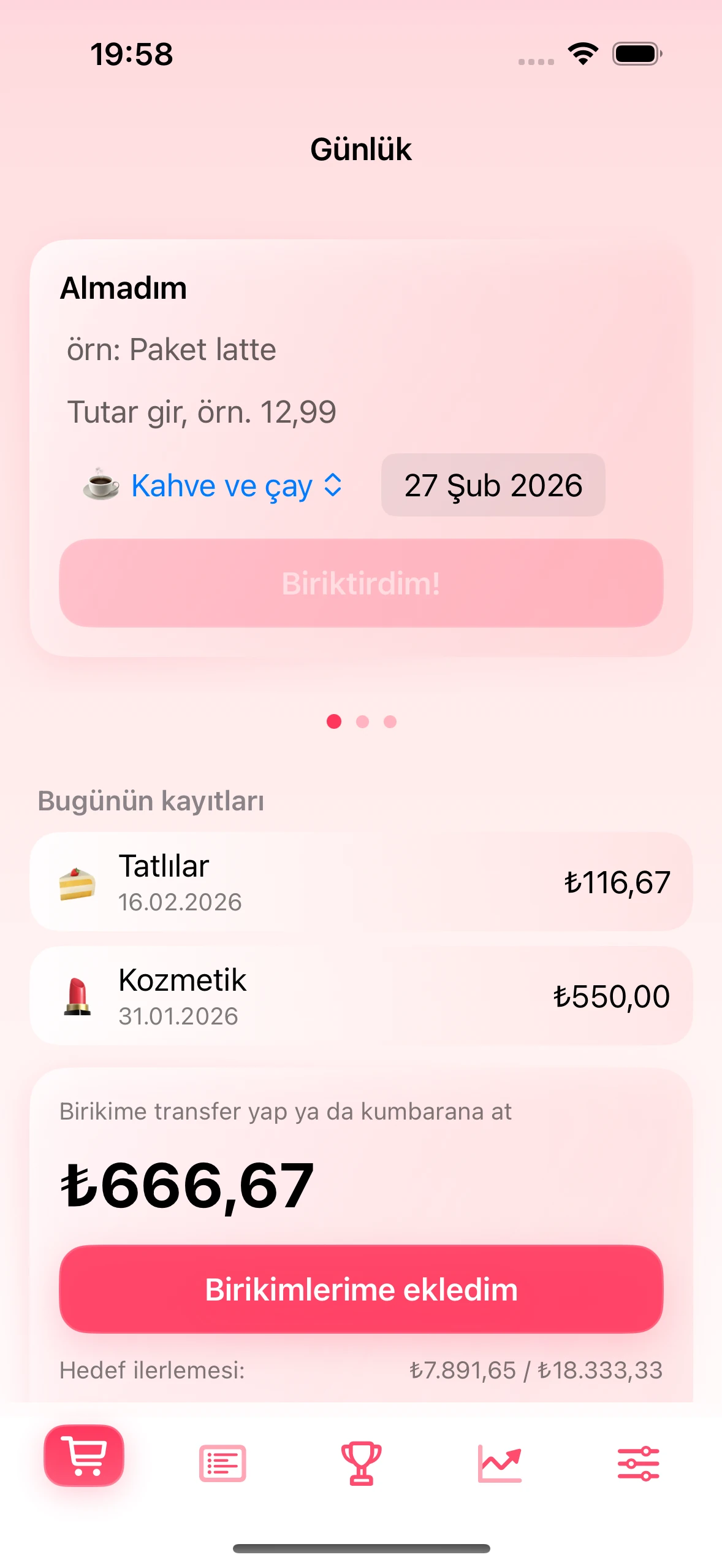 Chrumek uygulamasında Günlük ekranı